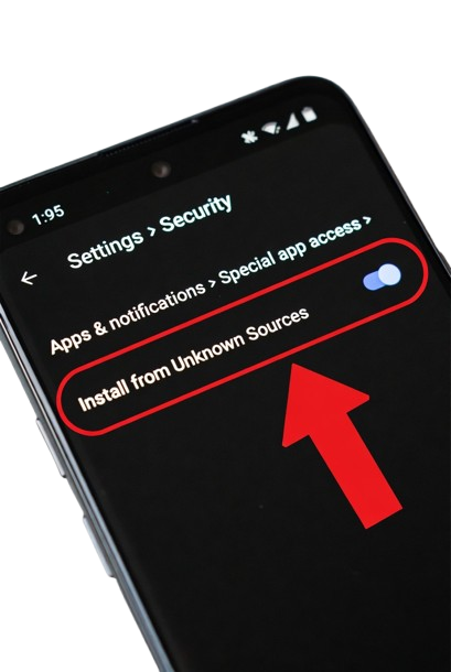 Turn on Install from Unknown Sources